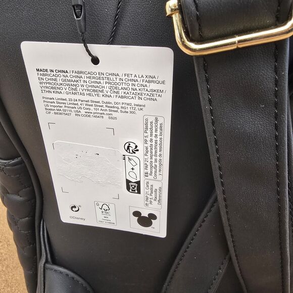 Disney Primark Winking Mickey Mouse Black Embossed Backpack Bag New (B9) - Picture 7 of 11